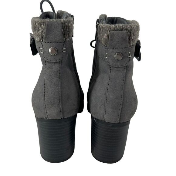 Kim Rogers Tori Boots Gray Fleece Lined Size 7.5 Lugged Sole Cuffed Block Heel - Picture 4 of 9